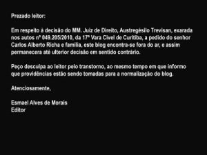 tela_comunicado censura Esmael Moraes tela_comunicado censura Esmael Moraes